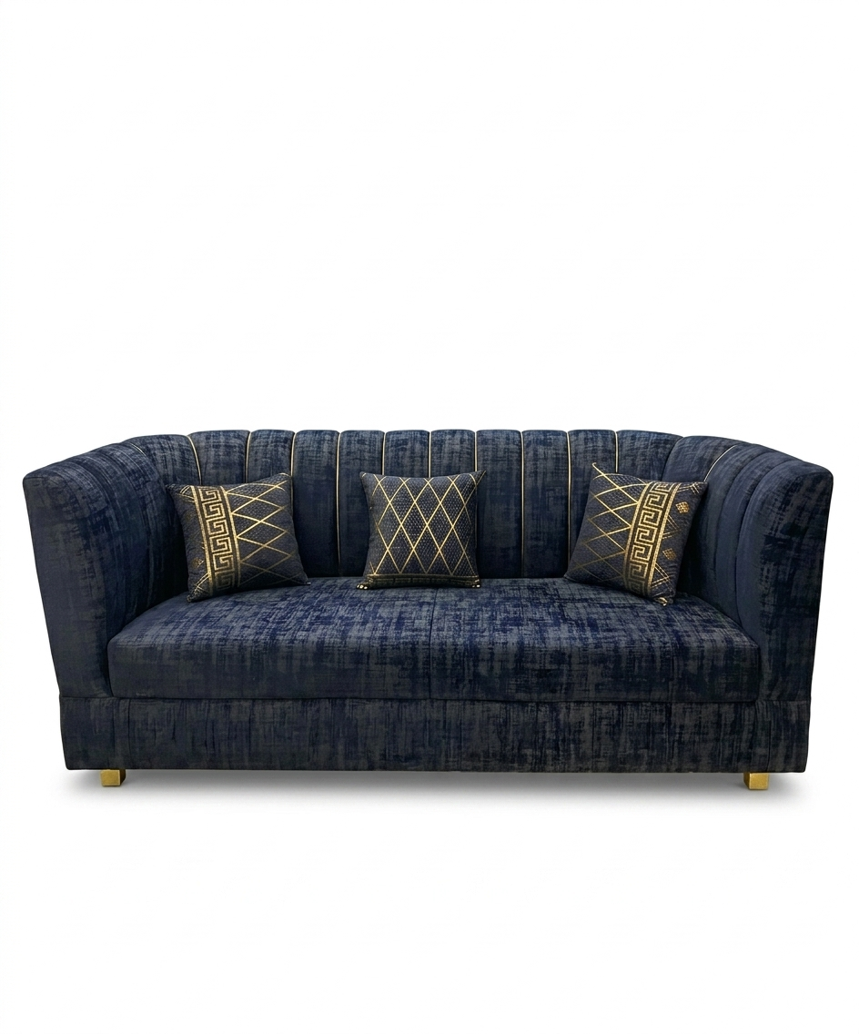 3 Sitter Couch with Brass Frame - Image 2
