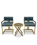 Imported Brass Frame Chairs Pair - Image 2