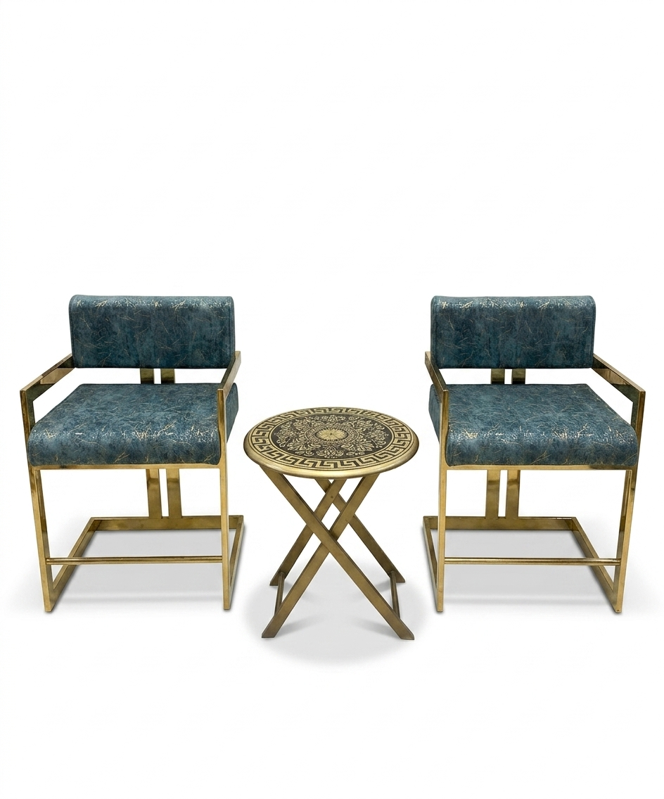 Imported Brass Frame Chairs Pair - Image 2