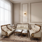 Sofa Set Polish Wooden Complete With Table Set