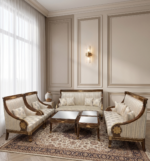 Sofa Set Polish Wooden Complete With Table Set