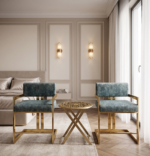 Imported Brass Frame Chairs Pair