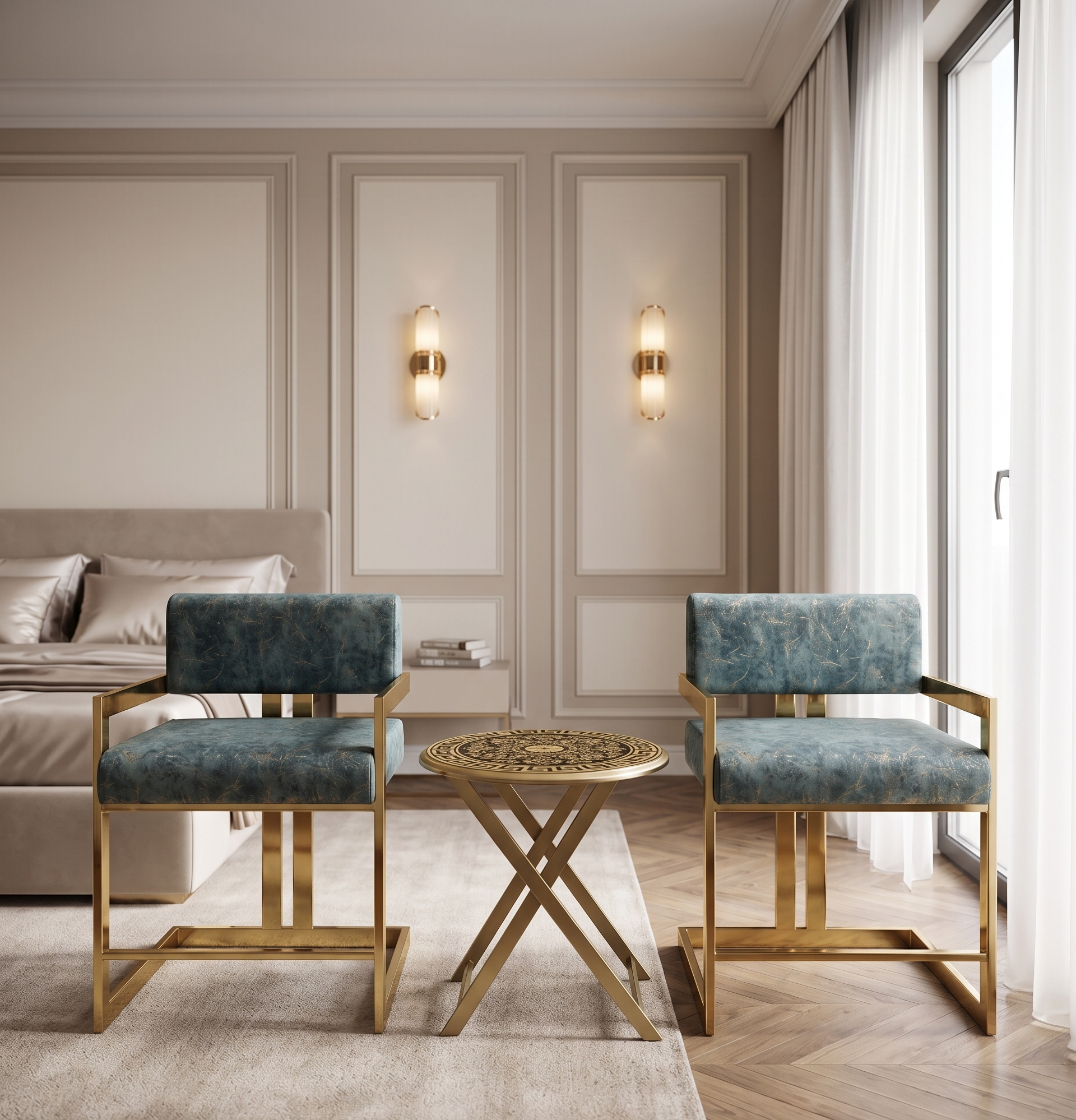 Imported Brass Frame Chairs Pair - Image 1