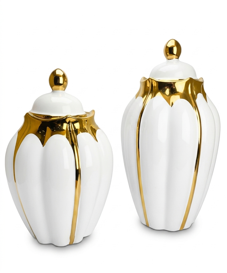 Golden White Fancy Jars - Image 1